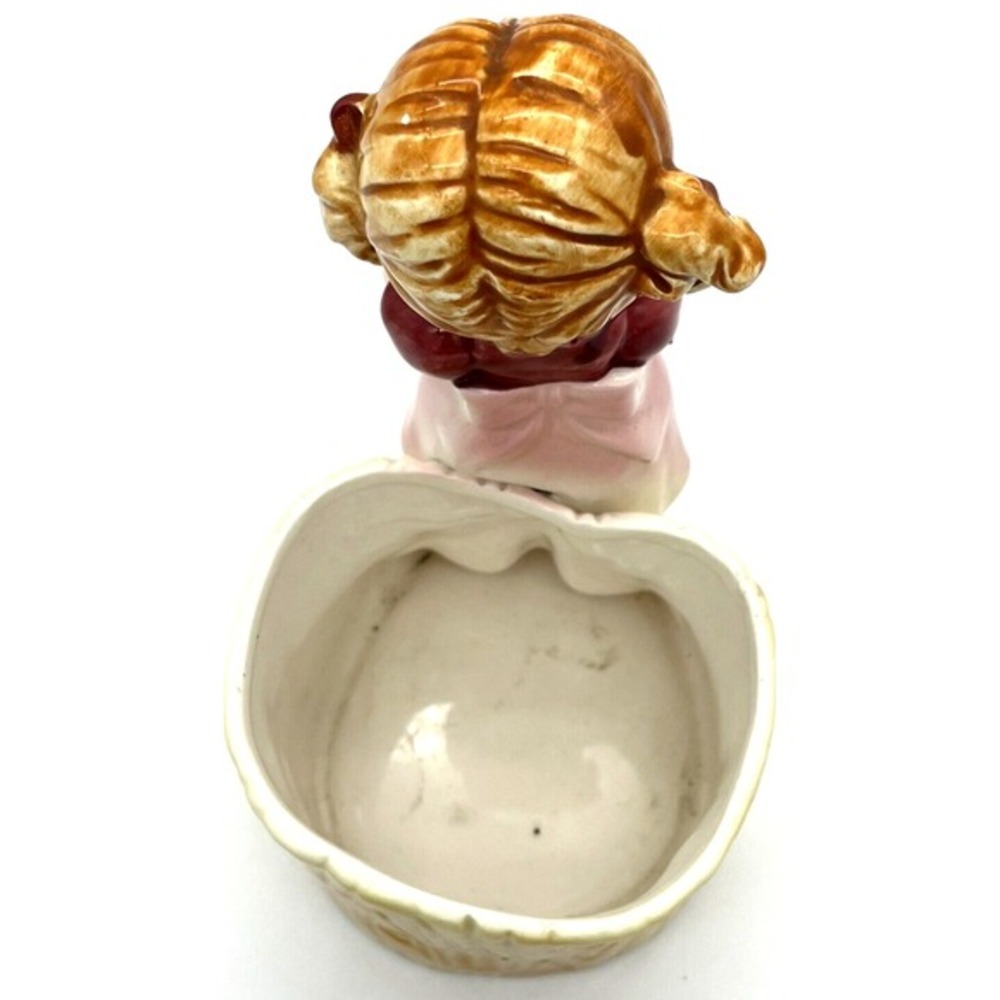 LEFTON Little Girl Holding Cat Ceramic‎ Planter Vintage - Picture 7 of 7